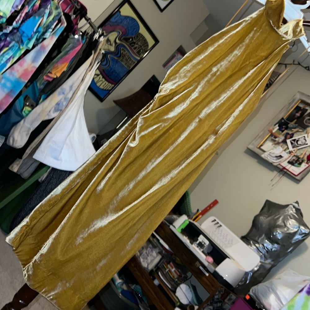 Size 2 Free People Gold Velvet Backless Dress
